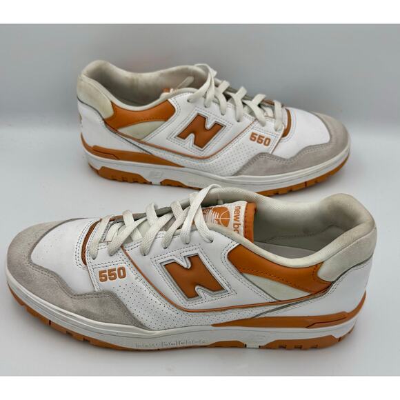 New Balance 550 White Burnt Orange Sneakers Retro BB550LSC Sz 11.5 # 318 main image 4